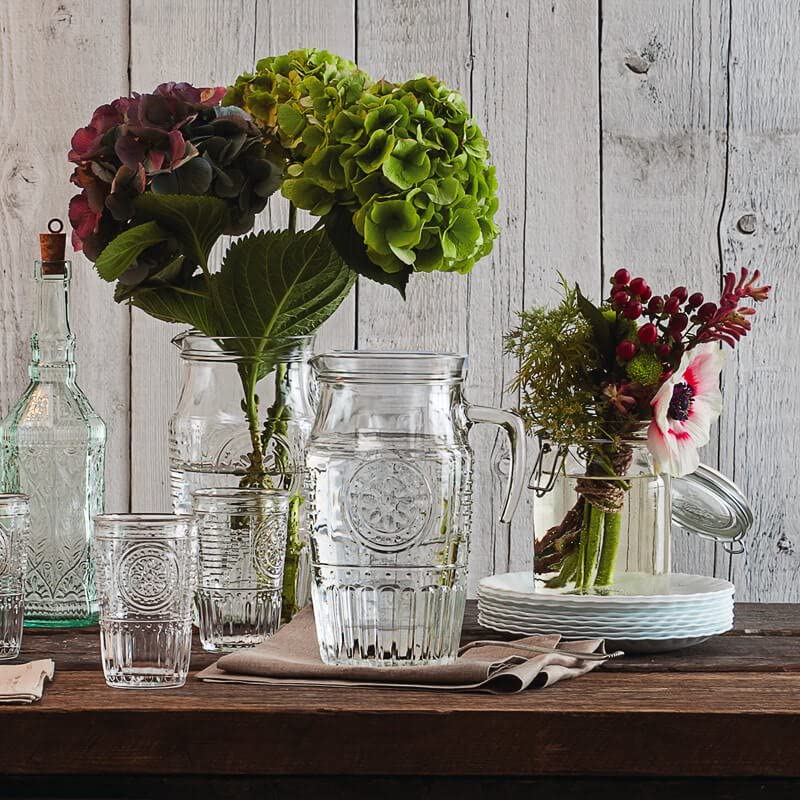 Bormioli Rocco Bormioli 'Romantica' glass carafe with ice compartment, carafe filling capacity of 1.8 litres, keeps drinks cool without becoming watered down, glass embossing in a beautiful vintage design - Image 2